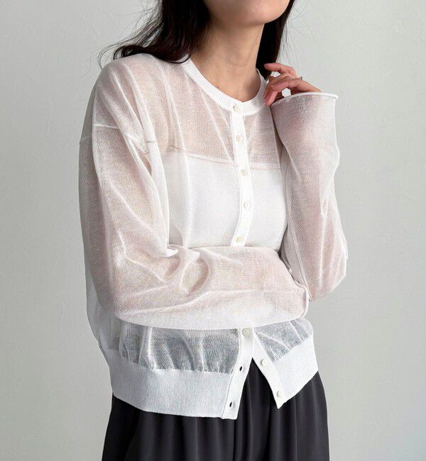 fredy emue「リネン混配色シアーカーディガン」|カーディガン|