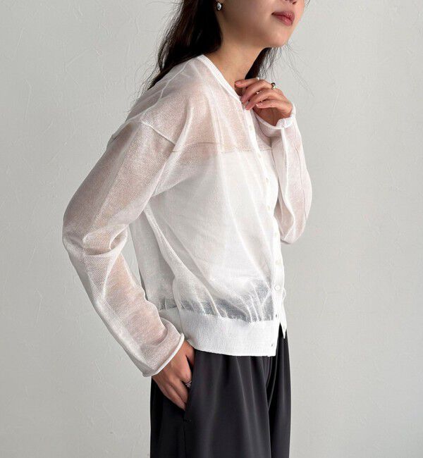 fredy emue「リネン混配色シアーカーディガン」|カーディガン|