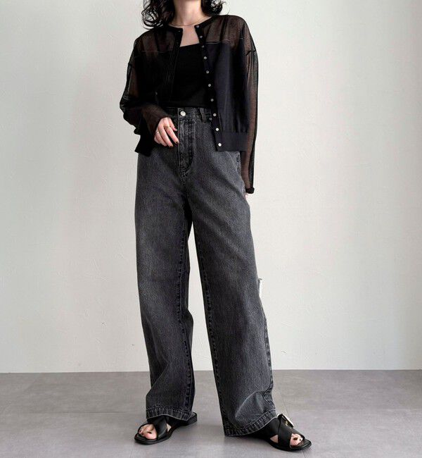 fredy emue「リネン混配色シアーカーディガン」|カーディガン|