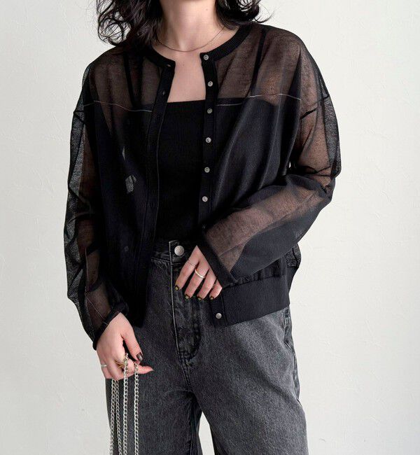 fredy emue「リネン混配色シアーカーディガン」|カーディガン|