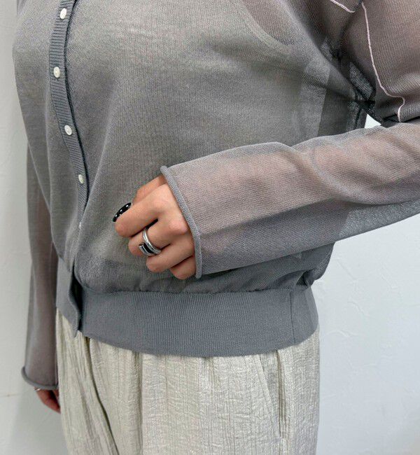 fredy emue「リネン混配色シアーカーディガン」|カーディガン|