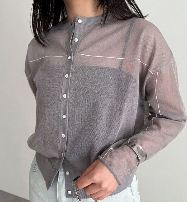 fredy emue「リネン混配色シアーカーディガン」|カーディガン|