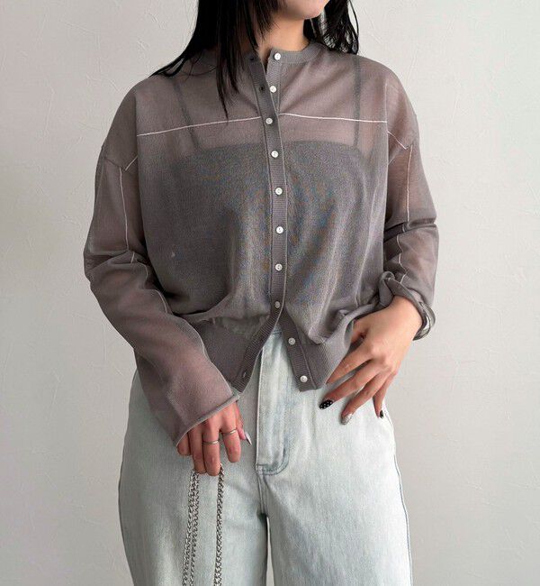 fredy emue「リネン混配色シアーカーディガン」|カーディガン|