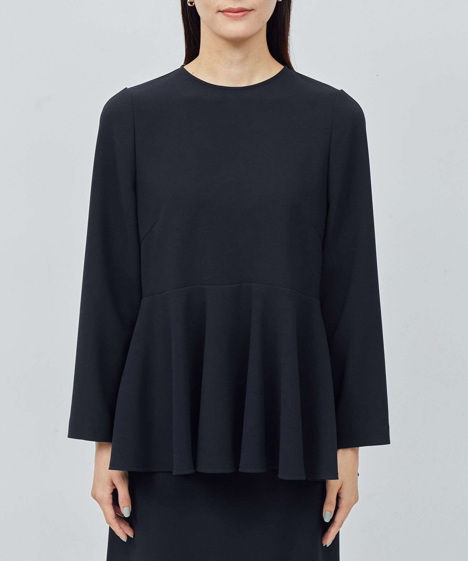 ROPE「トリアセテートダブルクロス ペプラムブラウス【セレモニー/通勤対応】【洗える】」|シャツ・ブラウス|