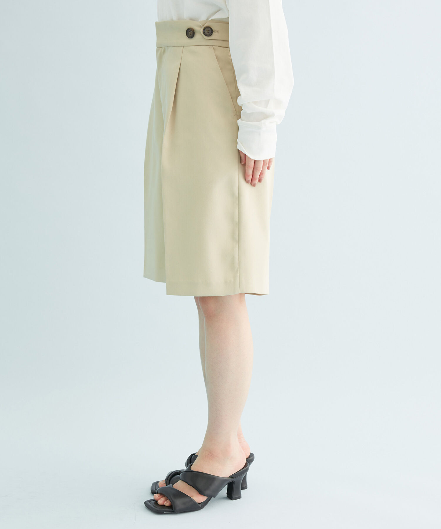 VIS「【セットアップ対応】ウエストアジャスタブルハーフパンツ」|スラックス|