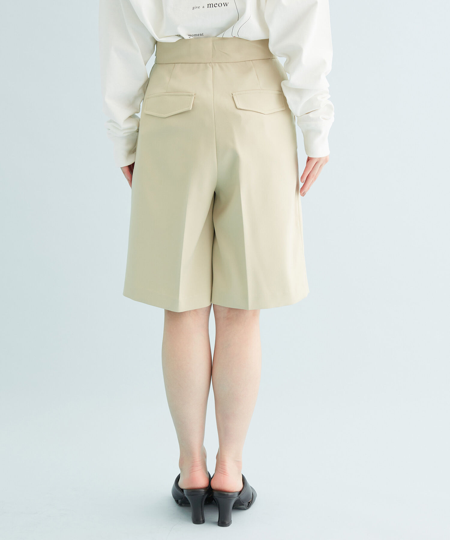 VIS「【セットアップ対応】ウエストアジャスタブルハーフパンツ」|スラックス|