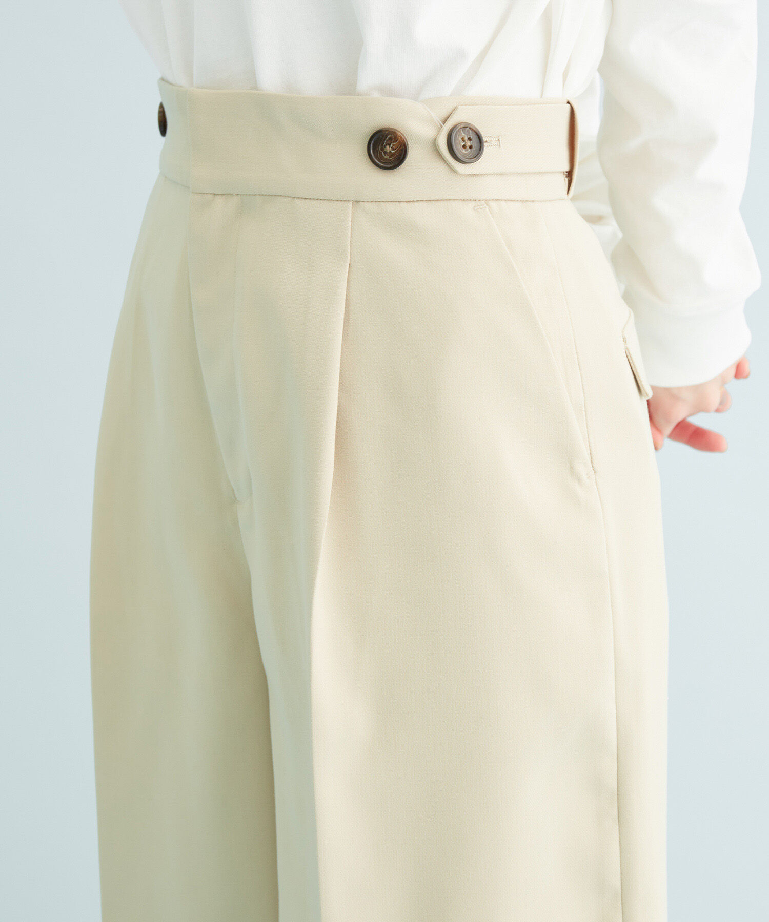 VIS「【セットアップ対応】ウエストアジャスタブルハーフパンツ」|スラックス|