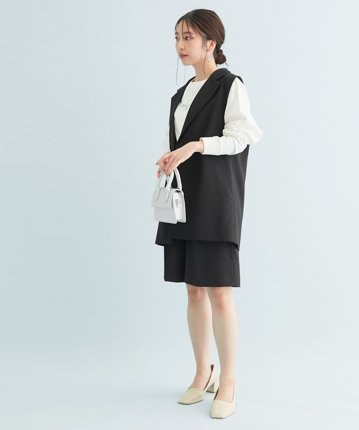 VIS「【セットアップ対応】ウエストアジャスタブルハーフパンツ」|スラックス|