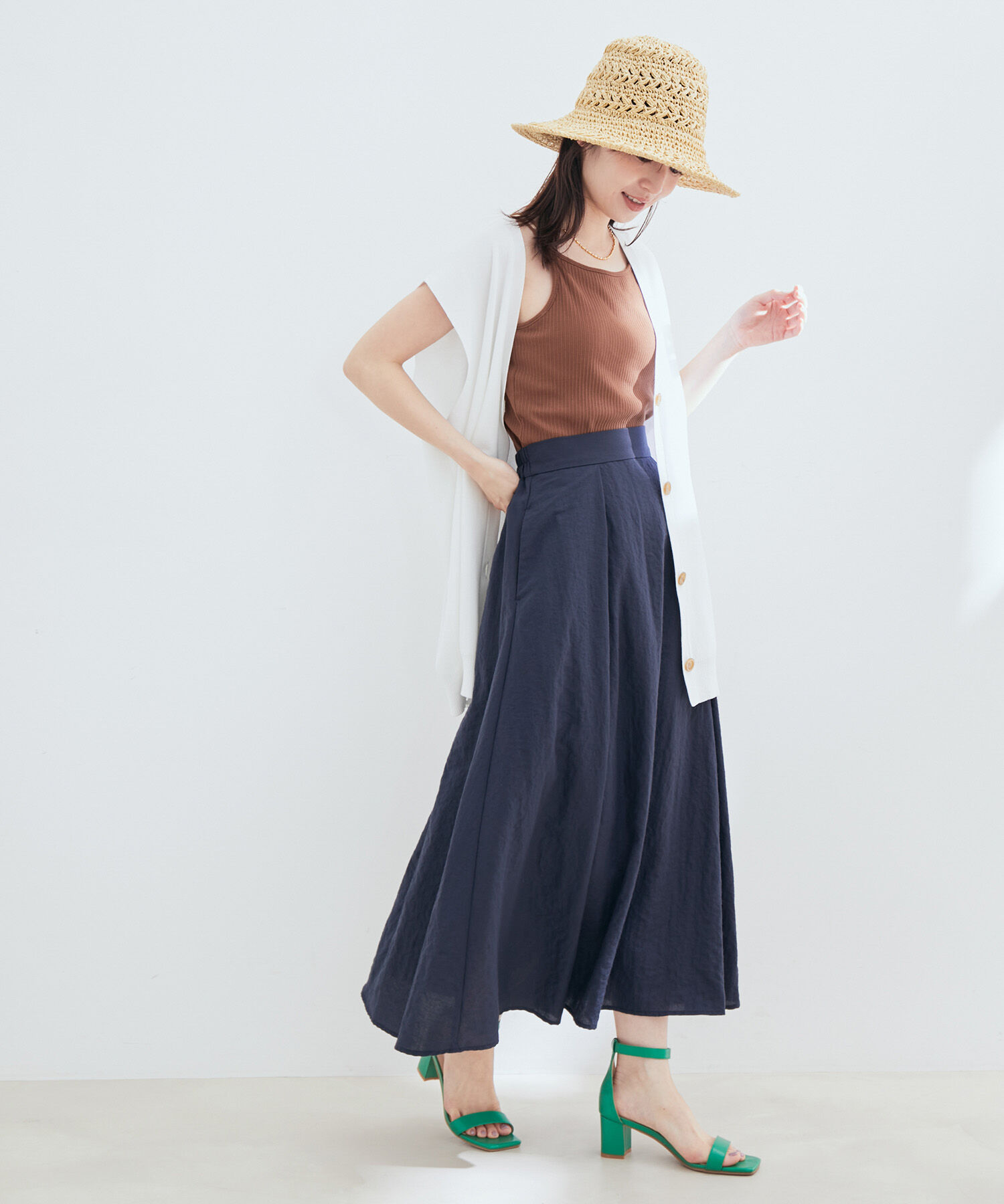 VIS「【セットアップ対応】【EASY CARE】柄＆無地アソートタックフレアースカート【sustainable】」|スカート|