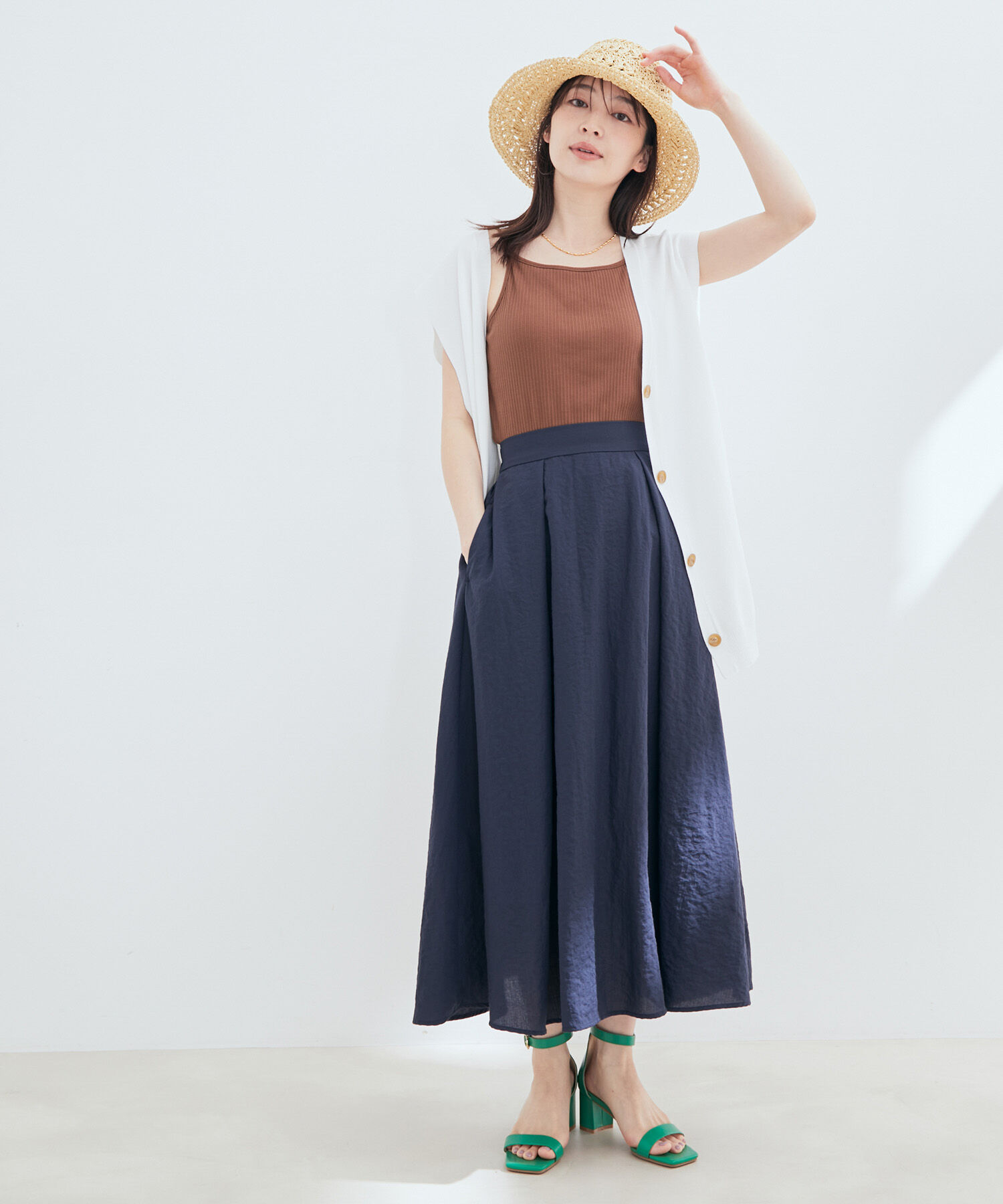 VIS「【セットアップ対応】【EASY CARE】柄＆無地アソートタックフレアースカート【sustainable】」|スカート|