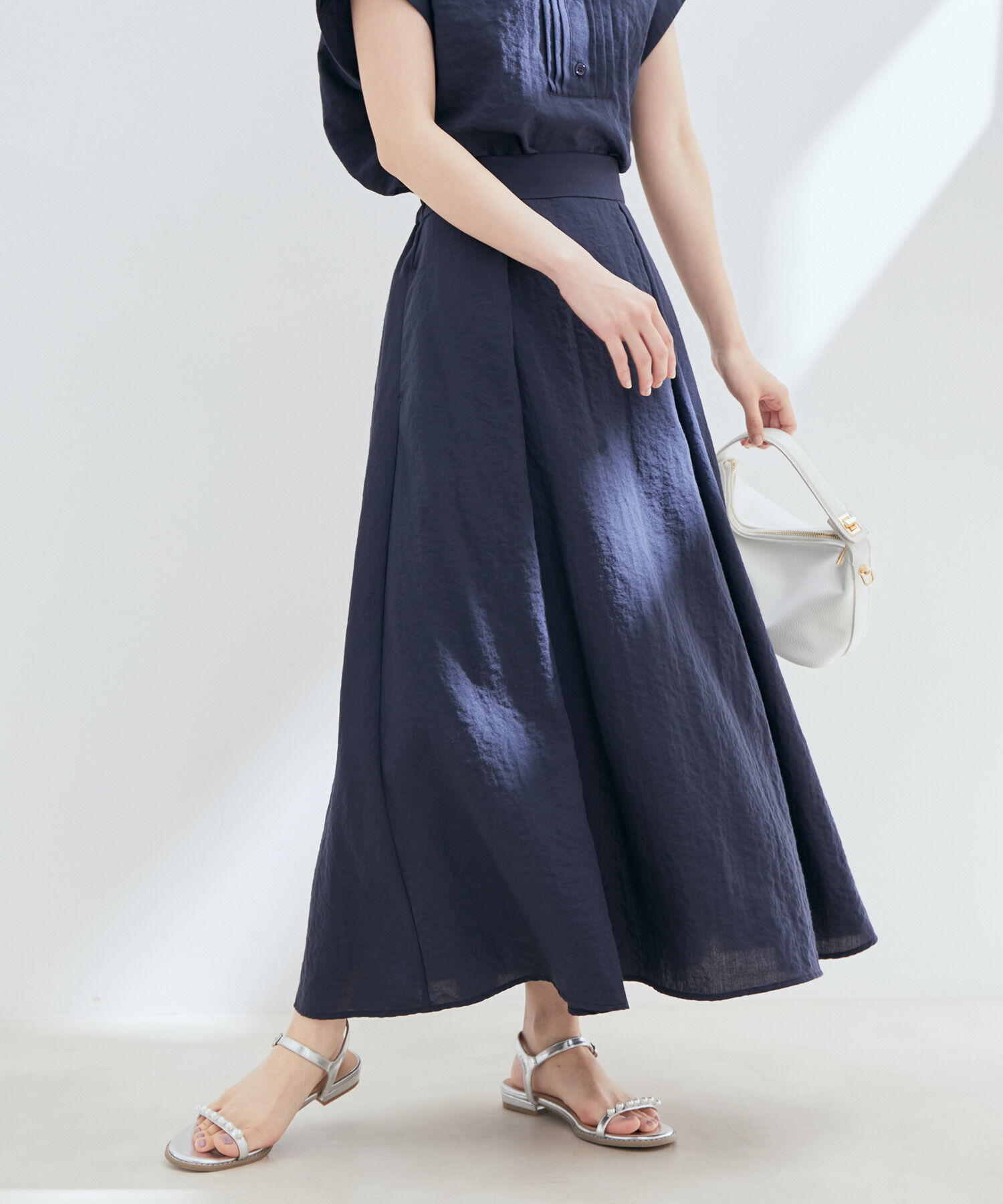 VIS「【セットアップ対応】【EASY CARE】柄＆無地アソートタックフレアースカート【sustainable】」|スカート|