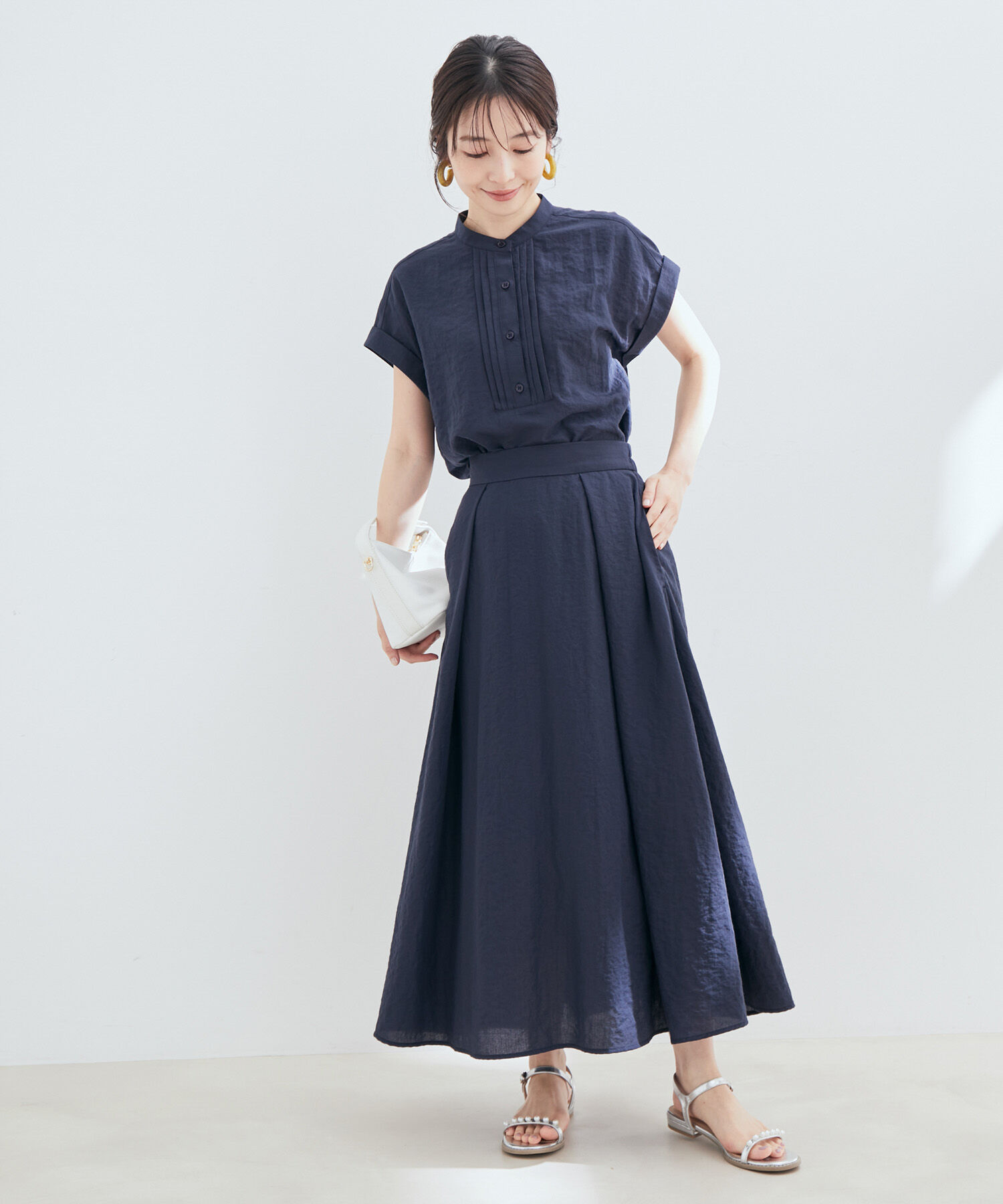 VIS「【セットアップ対応】【EASY CARE】柄＆無地アソートタックフレアースカート【sustainable】」|スカート|