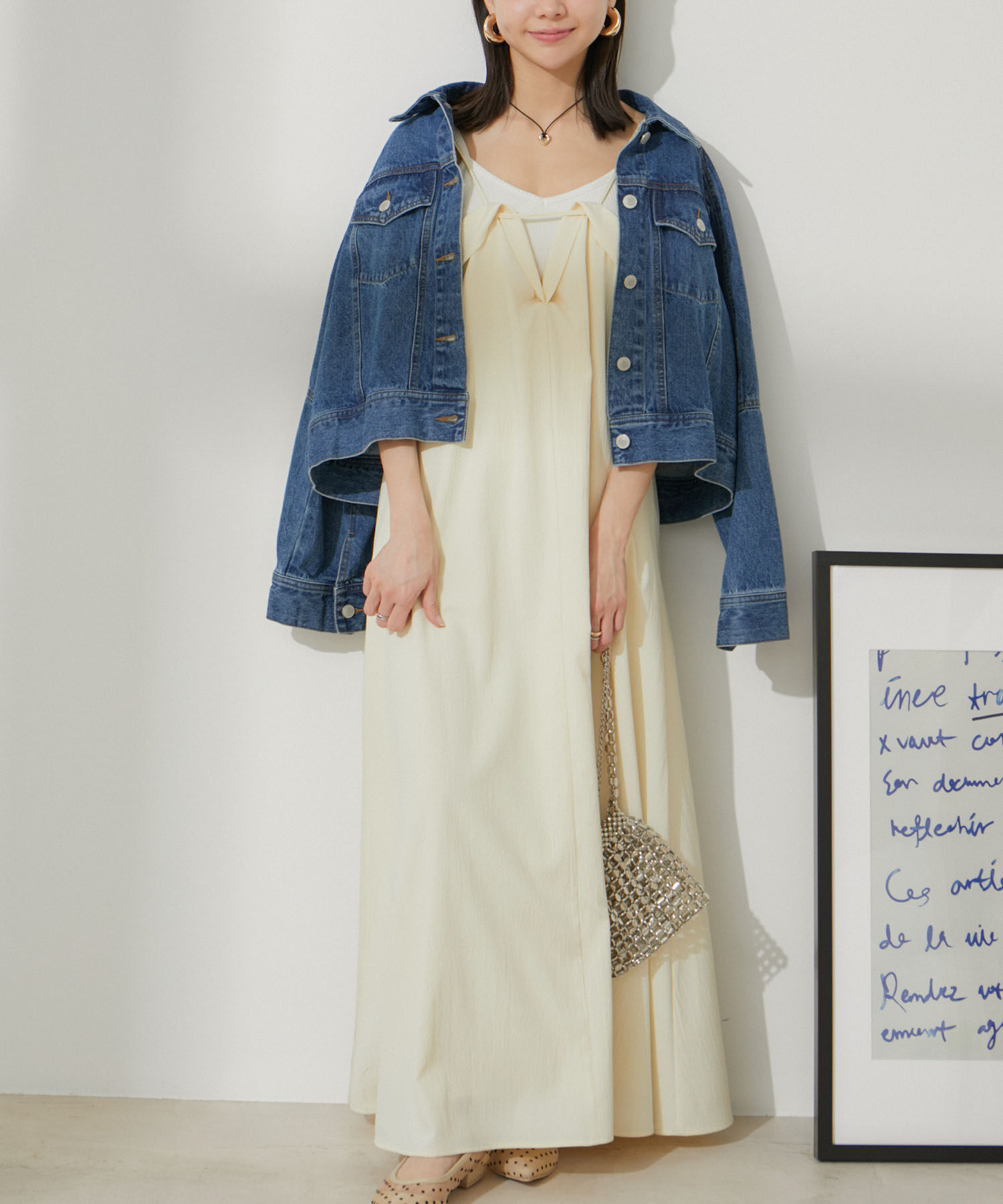 VIS「レイヤーデザインキャミワンピース【洗える】」|ワンピース|イエロー系(81)