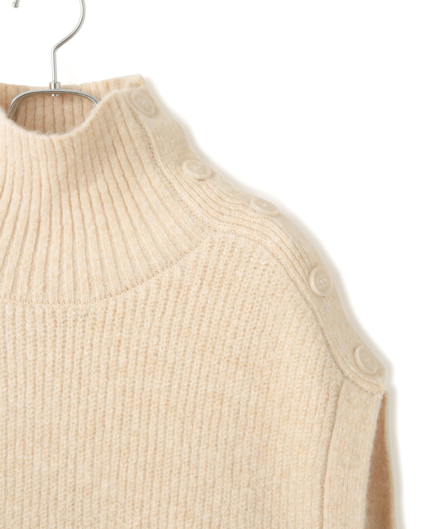 VIS「ラメ混ボタンデザインポンチョベスト」|ニット・セーター|