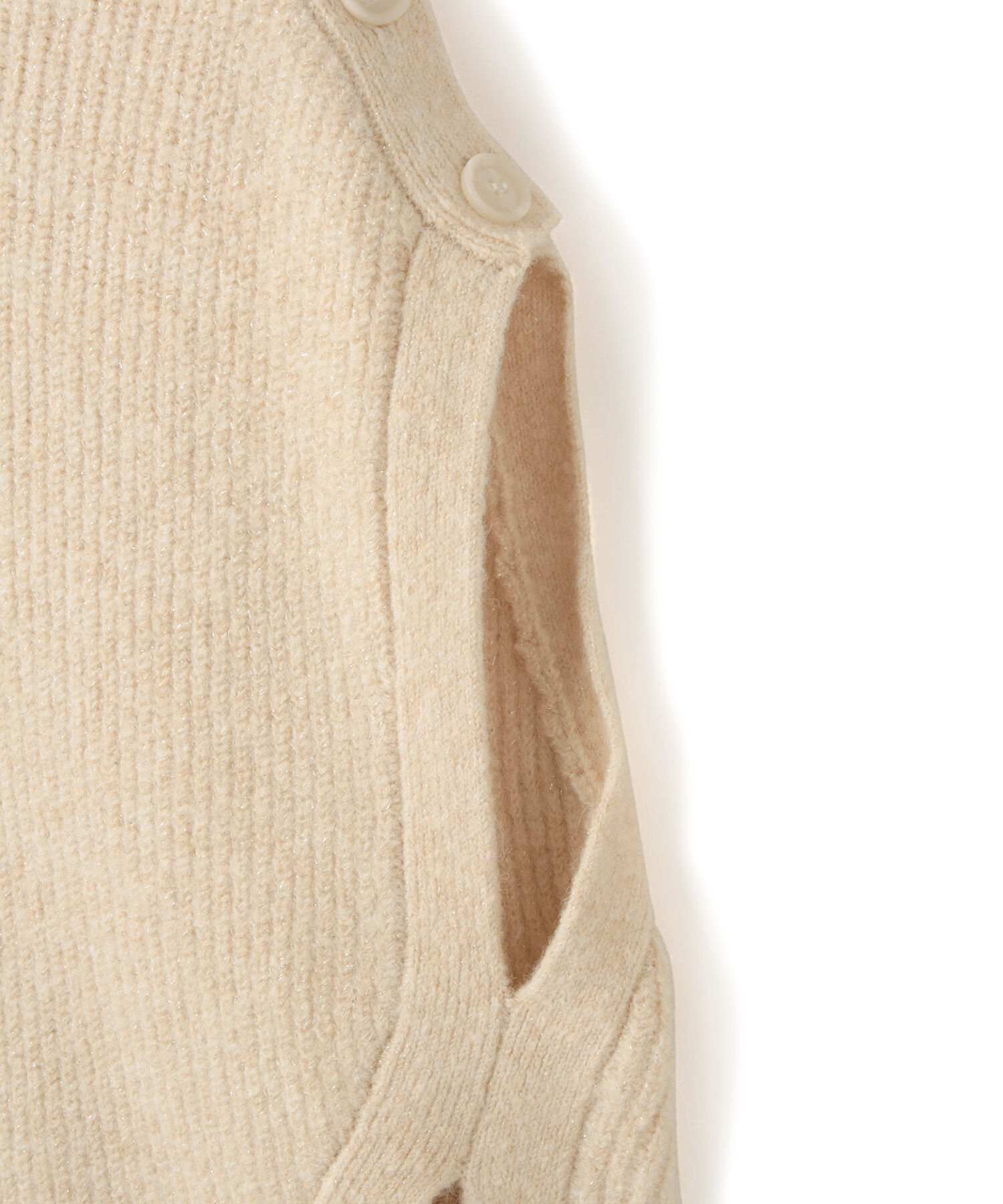 VIS「ラメ混ボタンデザインポンチョベスト」|ニット・セーター|