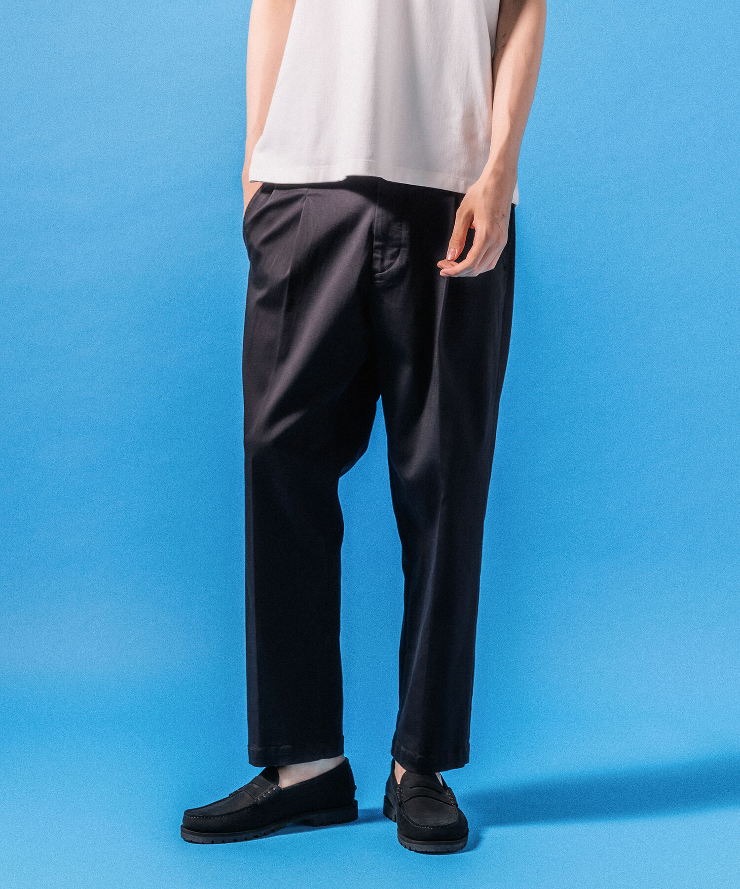 ADAM ET ROPE'「【接触冷感】ワイドテーパード ストレッチ イージーパンツ / ロングシーズン着用可能」|スラックス|