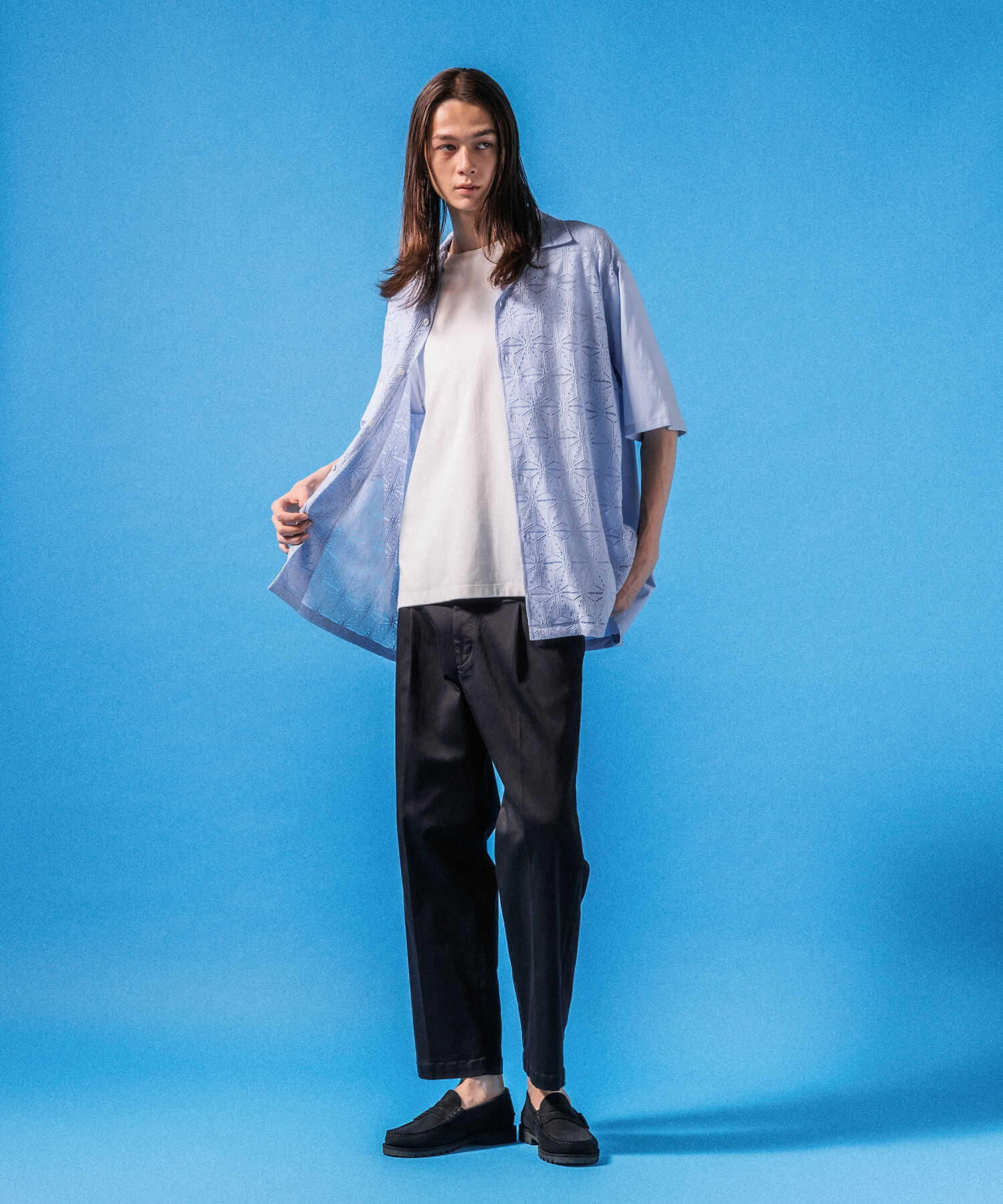 ADAM ET ROPE'「【接触冷感】ワイドテーパード ストレッチ イージーパンツ / ロングシーズン着用可能」|スラックス|