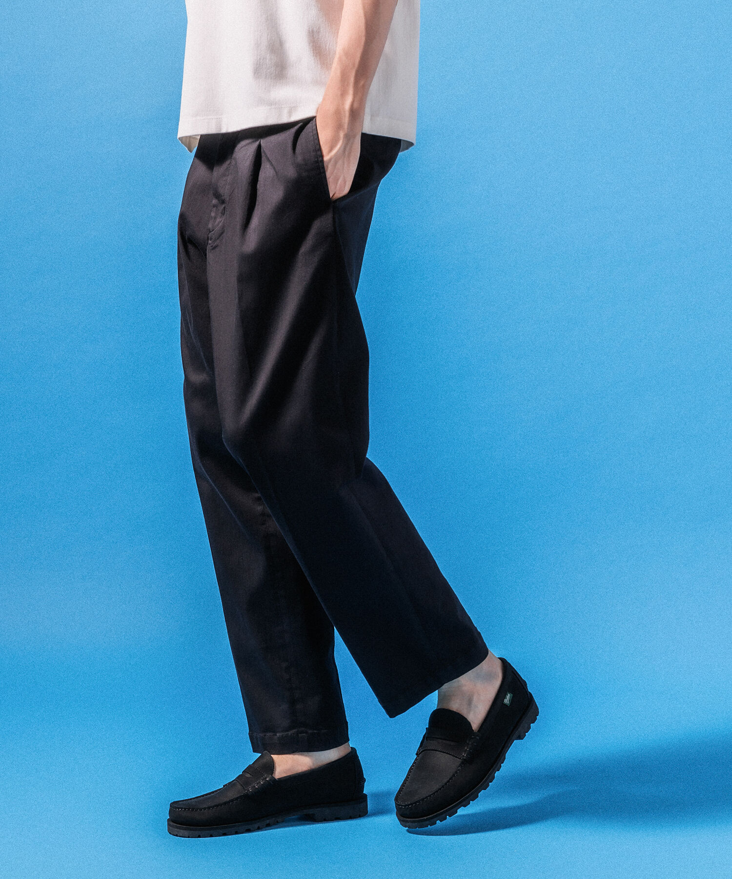 ADAM ET ROPE'「【接触冷感】ワイドテーパード ストレッチ イージーパンツ / ロングシーズン着用可能」|スラックス|