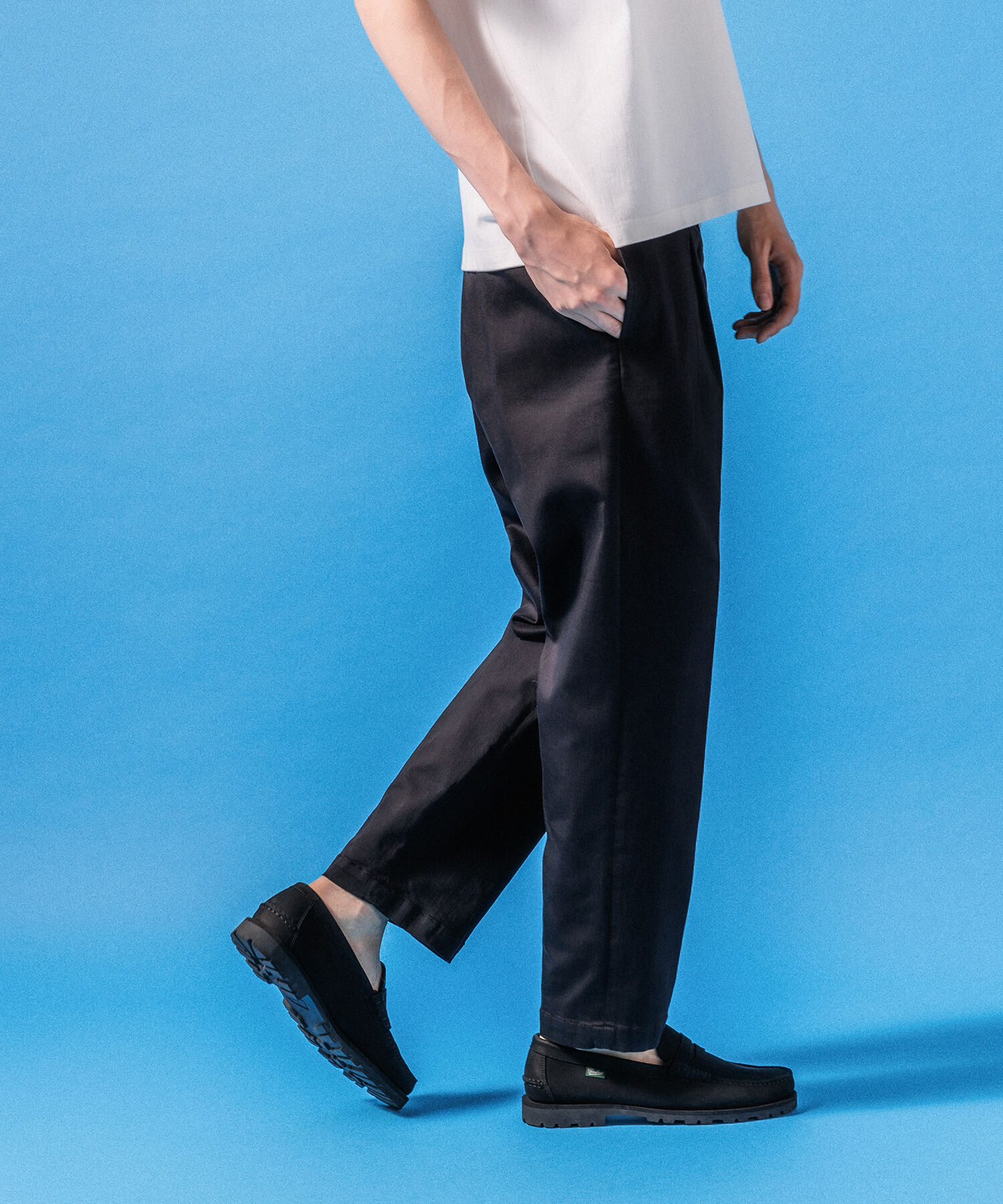 ADAM ET ROPE'「【接触冷感】ワイドテーパード ストレッチ イージーパンツ / ロングシーズン着用可能」|スラックス|