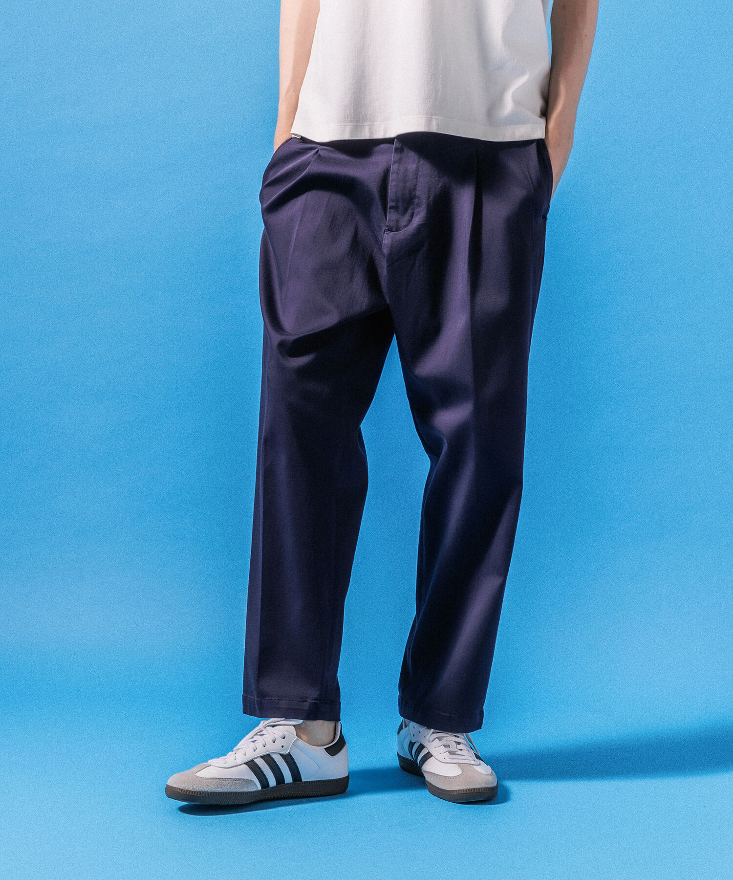 ADAM ET ROPE'「【接触冷感】ワイドテーパード ストレッチ イージーパンツ / ロングシーズン着用可能」|スラックス|