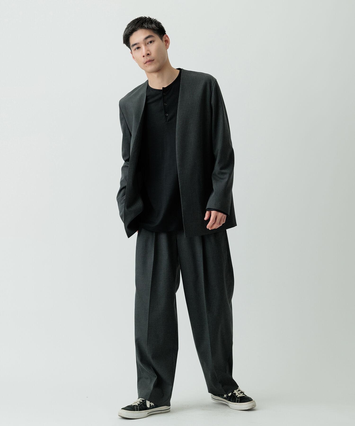 ADAM ET ROPE'「【Chambrer】ノーカラー イージー ジャケット / シーズンレス / セットアップ対応」|ノーカラージャケット|