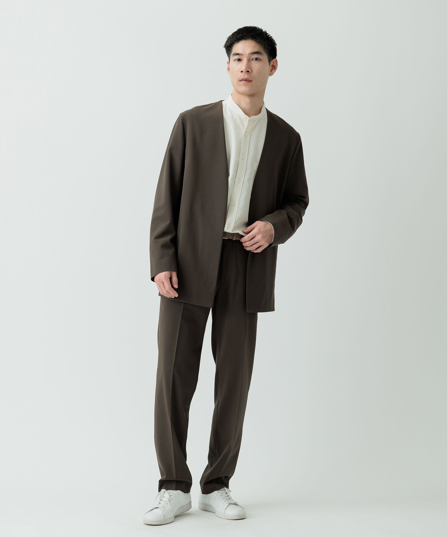 ADAM ET ROPE'「【Chambrer】ノーカラー イージー ジャケット / シーズンレス / セットアップ対応」|ノーカラージャケット|