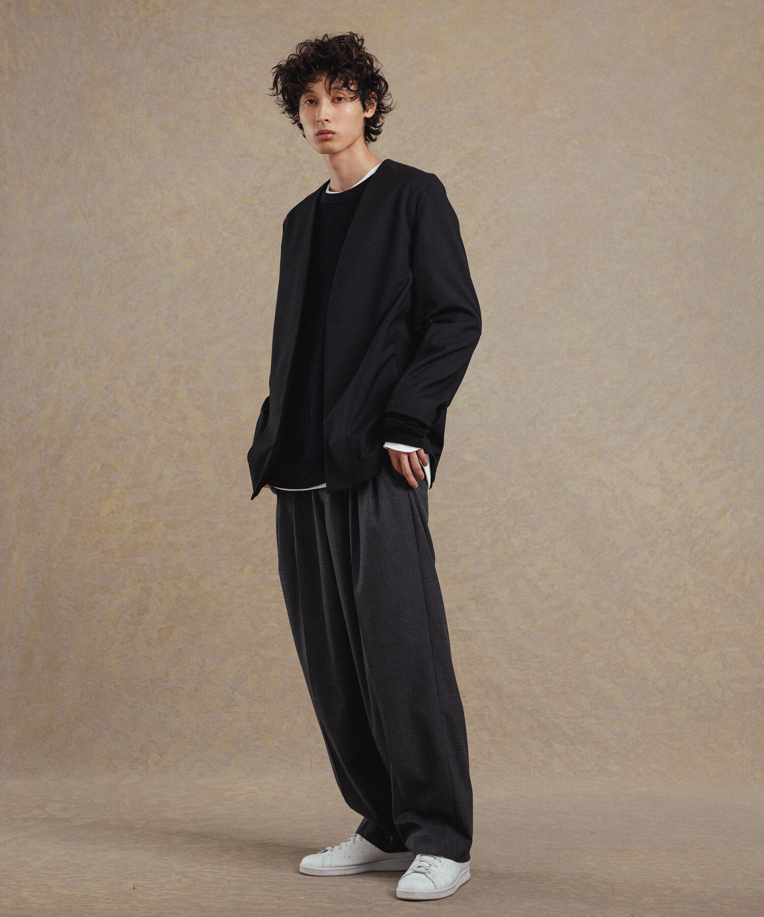 ADAM ET ROPE'「【Chambrer】ノーカラー イージー ジャケット / シーズンレス / セットアップ対応」|ノーカラージャケット|