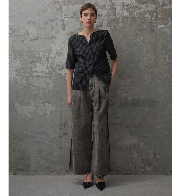 ADAM ET ROPE'「【EMOELLE】・【サステナブル】ドレスデニムパンツ」|デニム|