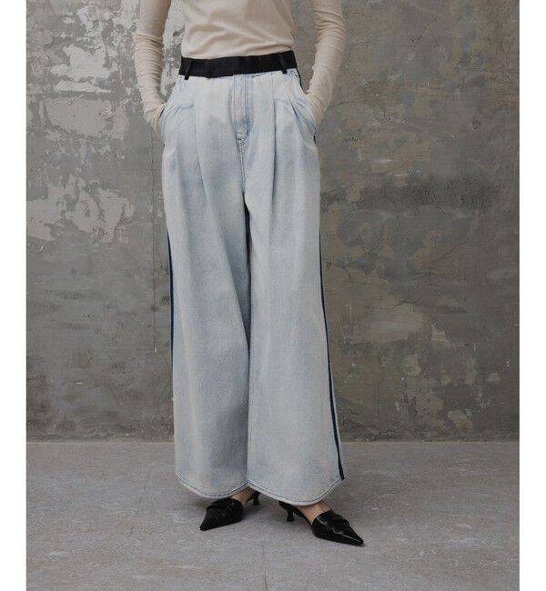 ADAM ET ROPE'「【EMOELLE】・【サステナブル】ドレスデニムパンツ」|デニム|サックス(48)