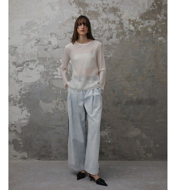 ADAM ET ROPE'「【EMOELLE】・【サステナブル】ドレスデニムパンツ」|デニム|