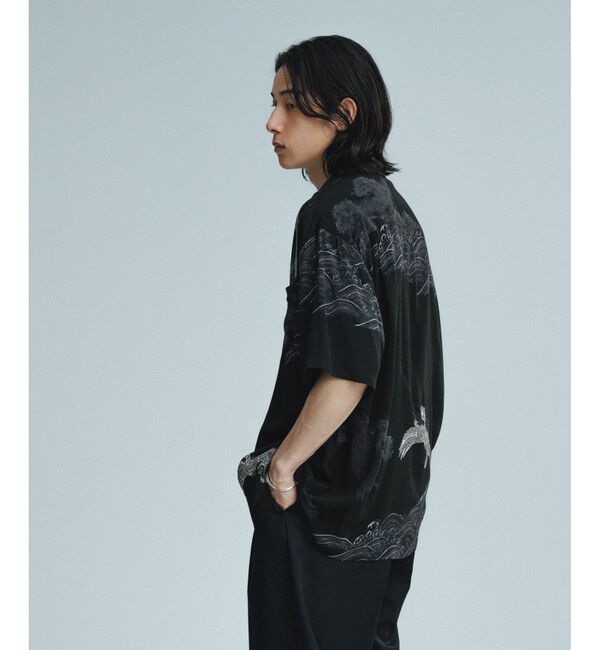 ADAM ET ROPE'「《BLACK/WHITE》ボックスシルエット プレミアム アロハ シャツ」|シャツ・ブラウス|