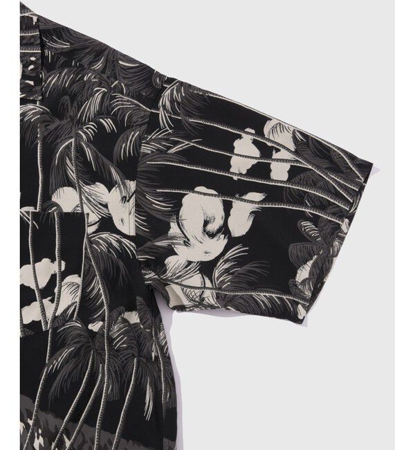 ADAM ET ROPE'「《BLACK/WHITE》ボックスシルエット プレミアム アロハ シャツ」|シャツ・ブラウス|