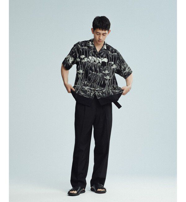 ADAM ET ROPE'「《BLACK/WHITE》ボックスシルエット プレミアム アロハ シャツ」|シャツ・ブラウス|