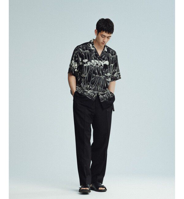 ADAM ET ROPE'「《BLACK/WHITE》ボックスシルエット プレミアム アロハ シャツ」|シャツ・ブラウス|