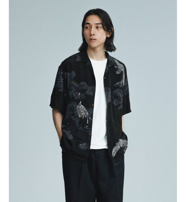 ADAM ET ROPE'「《BLACK/WHITE》ボックスシルエット プレミアム アロハ シャツ」|シャツ・ブラウス|