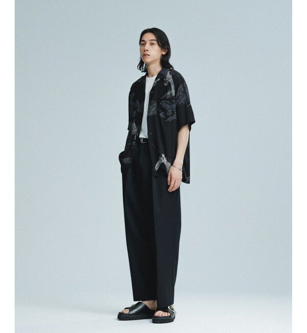 ADAM ET ROPE'「《BLACK/WHITE》ボックスシルエット プレミアム アロハ シャツ」|シャツ・ブラウス|