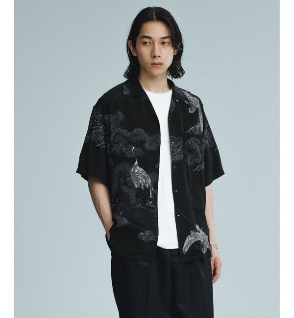 ADAM ET ROPE'「《BLACK/WHITE》ボックスシルエット プレミアム アロハ シャツ」|シャツ・ブラウス|スミクロ(05)