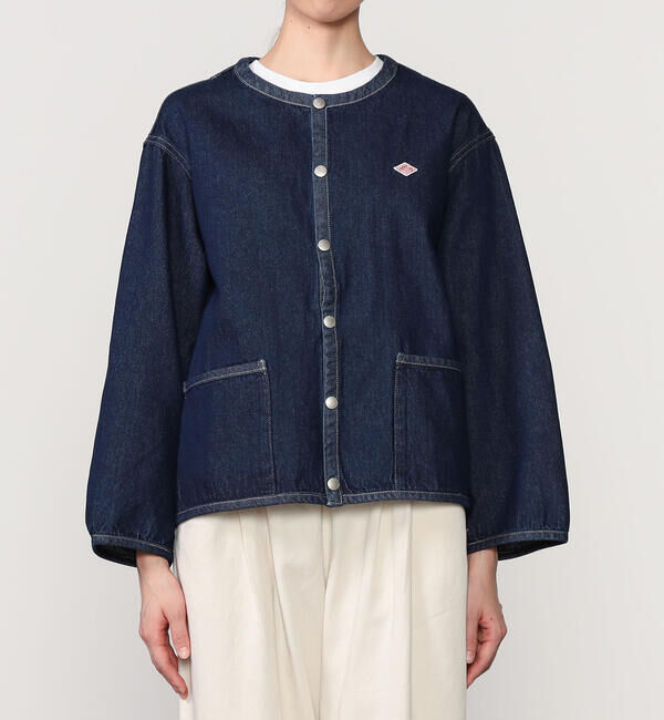 DANTON「DANTON | コットンデニム カラーレスジャケット WOMEN」|デニムジャケット|