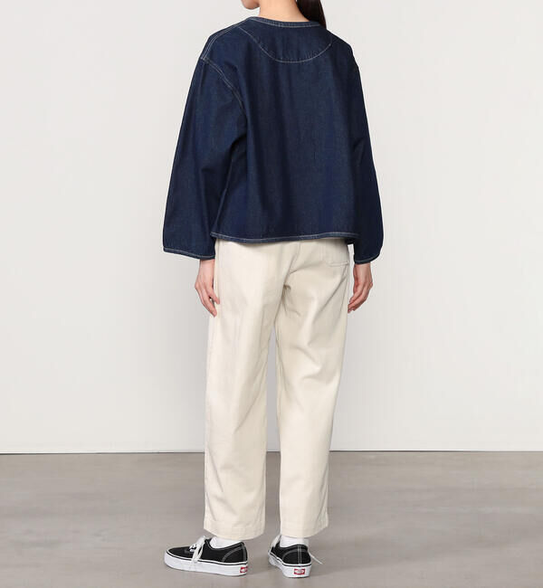 DANTON「DANTON | コットンデニム カラーレスジャケット WOMEN」|デニムジャケット|