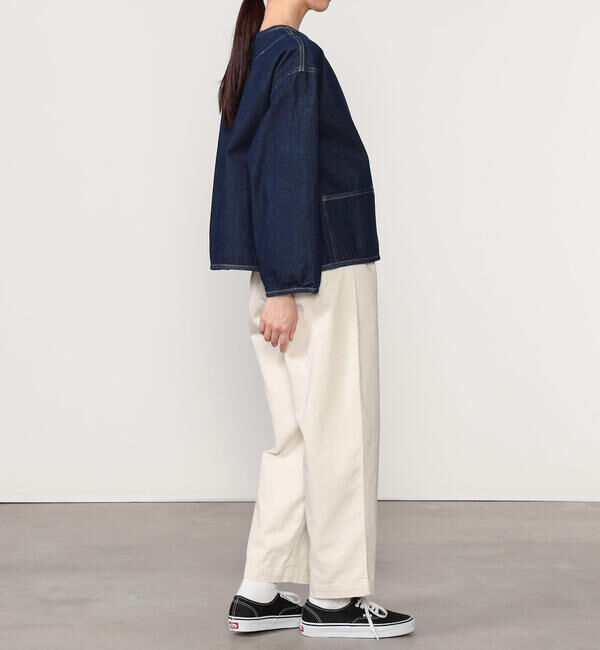 DANTON「DANTON | コットンデニム カラーレスジャケット WOMEN」|デニムジャケット|