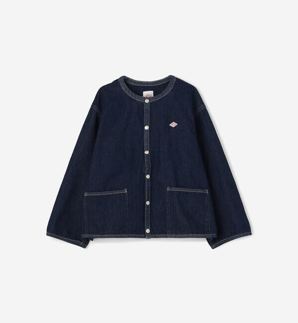 DANTON「DANTON | コットンデニム カラーレスジャケット WOMEN」|デニムジャケット|