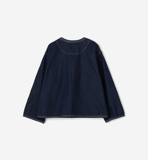 DANTON「DANTON | コットンデニム カラーレスジャケット WOMEN」|デニムジャケット|