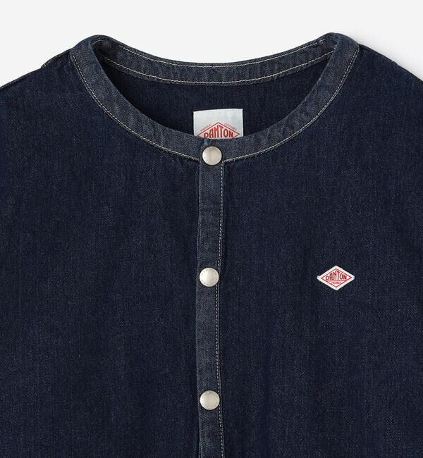 DANTON「DANTON | コットンデニム カラーレスジャケット WOMEN」|デニムジャケット|
