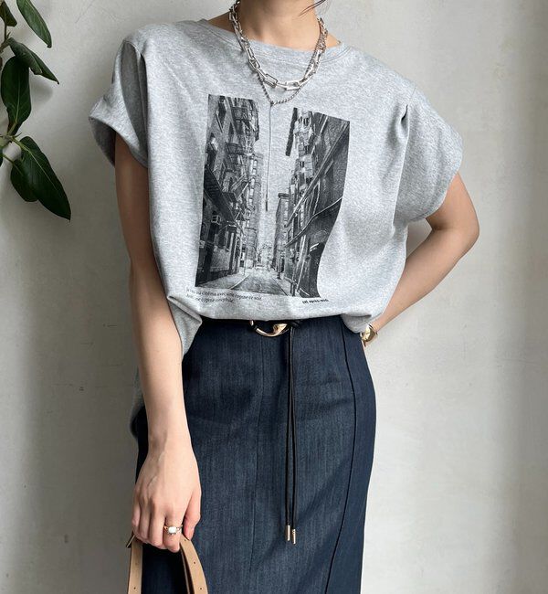  「【WEB限定】バックジップフォトプリントTEE」|Tシャツ・カットソー|グレー