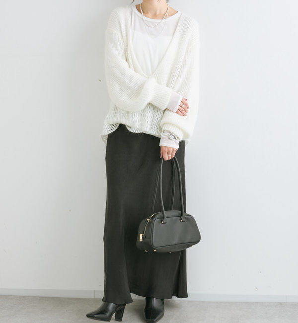  「【軽い着心地】モヘアリリープランジネックニット」|ニット・セーター|