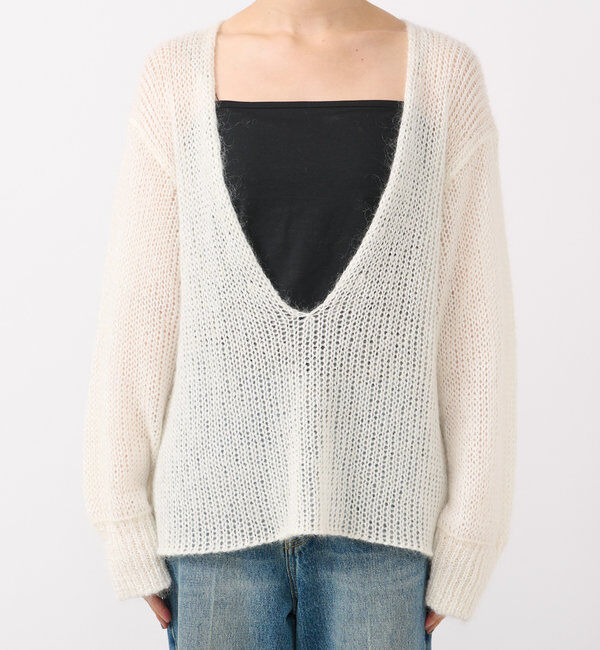  「【軽い着心地】モヘアリリープランジネックニット」|ニット・セーター|