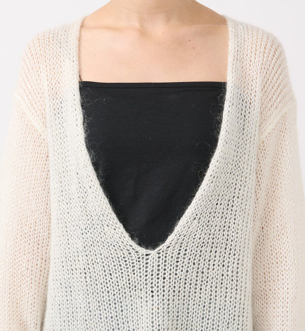  「【軽い着心地】モヘアリリープランジネックニット」|ニット・セーター|