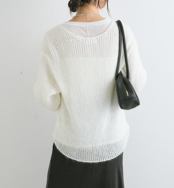  「【軽い着心地】モヘアリリープランジネックニット」|ニット・セーター|