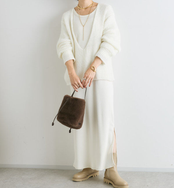  「【軽い着心地】モヘアリリープランジネックニット」|ニット・セーター|