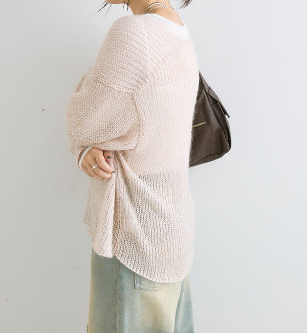  「【軽い着心地】モヘアリリープランジネックニット」|ニット・セーター|